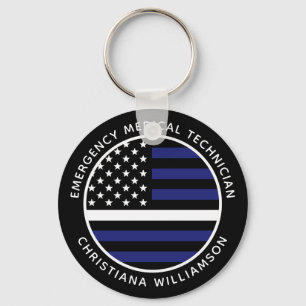 Porte-clés Ligne blanche mince personnalisée USA Drapeau EMS 
