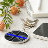 Porte-clés Ligne Bleue Mince Design Union Jack (Côté)