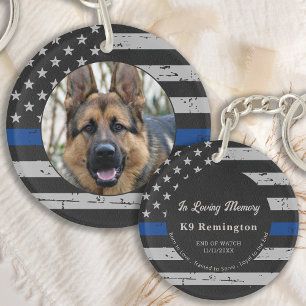 Porte-clés Ligne Bleue Mince - En Mémoire Amoureuse - Chien