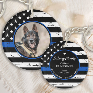 Porte-clés Ligne Bleue Mince En Mémoire D'Amour K9 Chien De