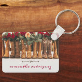 Porte-clés Ligne de bottes avec fleurs (Recto)