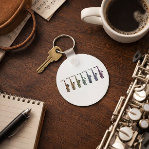 Porte-clés Ligne de saxophones ténors arc-en-ciel