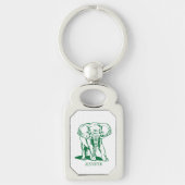 Porte-clés Ligne d'éléphant vert Hunter Dessin Avec Monogramm (Devant)