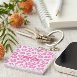 Porte-clés Ligne Leopard Preppy rose