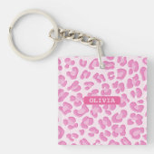 Porte-clés Ligne Leopard Preppy rose (Devant)