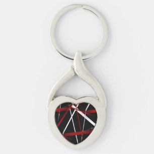 Porte-clés Ligne Moderne Géométrie Urbaine Noir Blanc Rouge