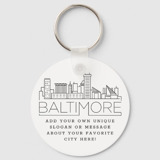 Porte-clés Ligne Skyline Stylisée Baltimore | Slogan personna (Recto)