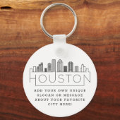 Porte-clés Ligne Skyline Stylisée de Houston, Texas | Slogan  (Recto)