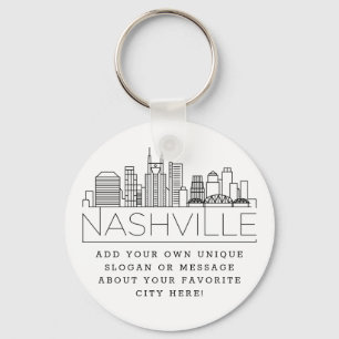 Porte-clés Ligne Skyline Stylisée De Nashville   Slogan perso
