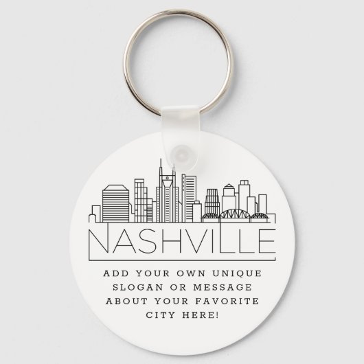 Porte-clés Ligne Skyline Stylisée De Nashville | Slogan perso (Recto)
