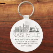 Porte-clés Ligne Skyline Stylisée De Nashville | Slogan perso (Recto)
