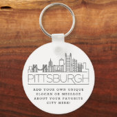 Porte-clés Ligne Skyline Stylisée de Pittsburgh | Slogan pers (Recto)