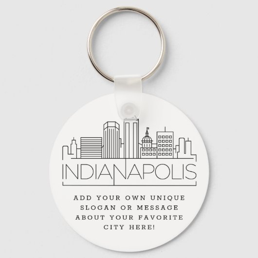 Porte-clés Ligne Skyline stylisée d'Indianapolis | Slogan per (Recto)