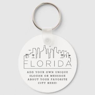 Porte-clés Ligne Skyline stylisée Floride   Slogan personnali