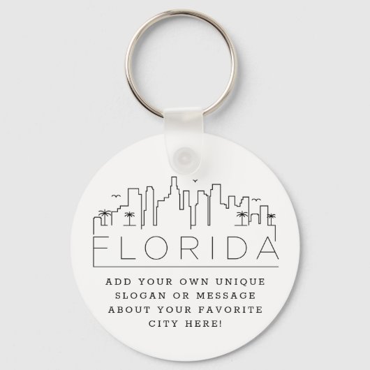 Porte-clés Ligne Skyline stylisée Floride | Slogan personnali (Recto)