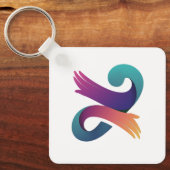 Porte-clés Lignes blanches de feuille verte et conception gra (Recto)