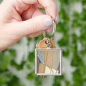 Porte-clés Lignes courbées et tons de terre coupés (main)