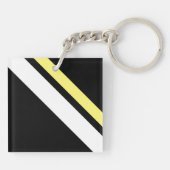 Porte-clés Lignes diagonales initiales personnalisées en noir (Dos)