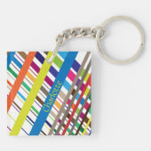 Porte-clés Lignes diagonales multicolores (Dos)
