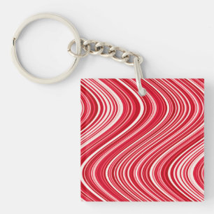 Porte-clés Lignes ondulées en rouge et blanc