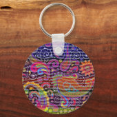 Porte-clés lignes ondulées paisley de couleur vive (Recto)