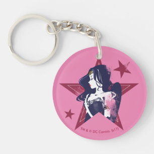 Porte-clés Ligue de Justice   Wonder Woman & Stars Pop Art