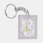 Porte-clés Lilac et Green Pastel Motif clair Monogramme (Devant gauche)