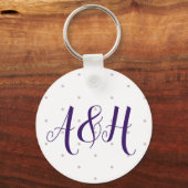 Porte-clés Lilac Rose Girl Nom moderne Monogramme Modèle (Verso)