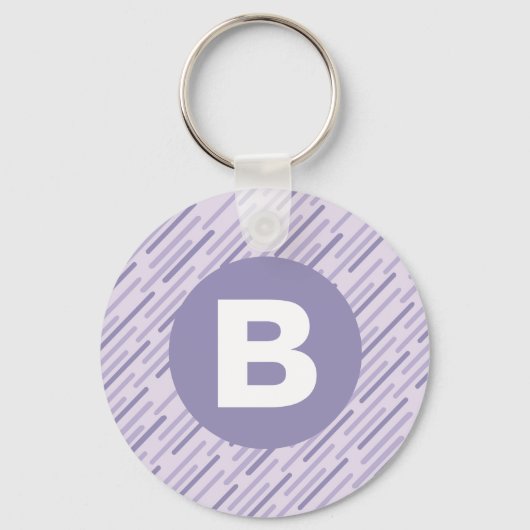 Porte-clés Lilas Moderne Violet En Diagonale Monogramme (Recto)