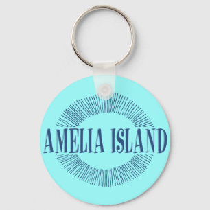 Porte-clés L'île d'Amelia en bleu avec design solaire