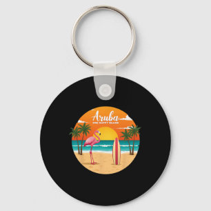 Porte-clés L'île heureuse d'Aru Flamingo Surf Tropical B