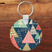 Porte-clés L'Illustration Festive Des Arbres De Noël. (Recto)
