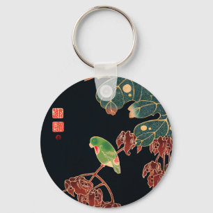 Porte-clés L'illustration japonaise du Paroquet Colorful Bird