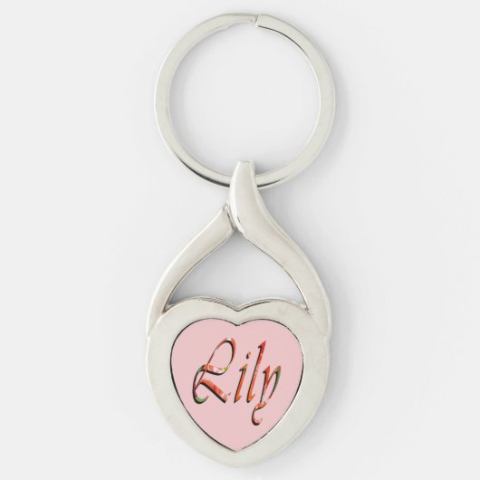 Porte-clés "Lily" Nom Fleur Rouge Lily, (Devant)