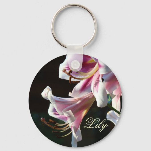 Porte-clés Lily Rose Blanc Lys Fleurs Jardin (Recto)