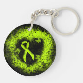 Porte-clés Lime Green Awareness Ribbon Grunge Heart (Dos)