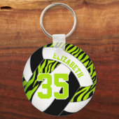 Porte-clés lime noir w zèbre rayures accent filles volleyball (Recto)