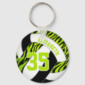 Porte-clés lime noir w zèbre rayures accent filles volleyball (Verso)
