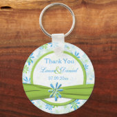 Porte-clés Lime Vert et bleu Floral Mariage Favoriser Porte - (Recto)