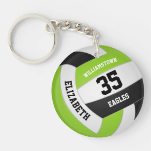 Porte-clés lime vert noir blanc nom de l'équipe volleyball