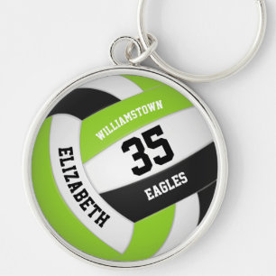 Porte-clés lime vert noir blanc nom de l'équipe volleyball