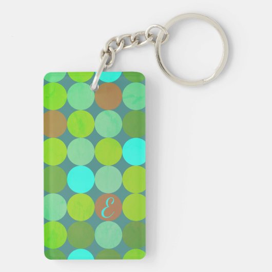 Porte-clés Lime Vert Turquoise Turquoise & Rust Cercles Monog (Dos)