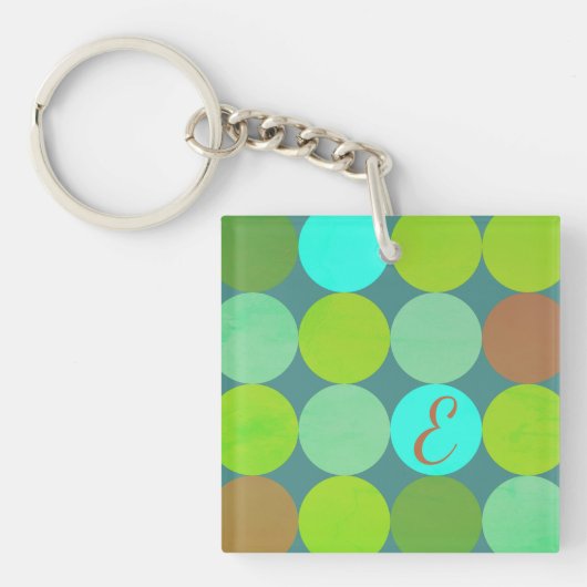Porte-clés Lime Vert Turquoise Turquoise & Rust Cercles Monog (Devant)