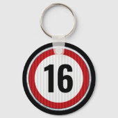 Porte-clés Limite de vitesse pour 16 ans (Recto)