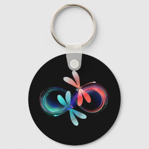 Porte-clés L'infini avec des libellules lumineuses