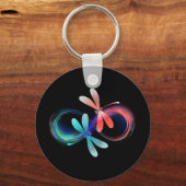 Porte-clés L'infini avec des libellules lumineuses (Recto)