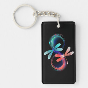 Porte-clés L'infini avec des libellules lumineuses