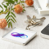 Porte-clés L'infini avec plume violette (Côté)
