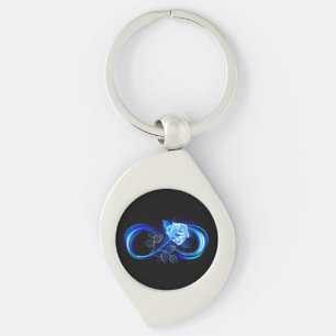 Porte-clés L'infini lumineux avec une rose bleue