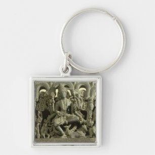 Porte-clés Linteau dépeignant la trinité : Siva, Brahma et